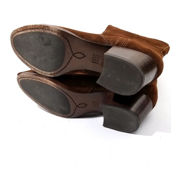 FRYE Clara Brown Suede Over the Knee Tall Boots Western Boho Brown Block Heel - Picture 9 of 11